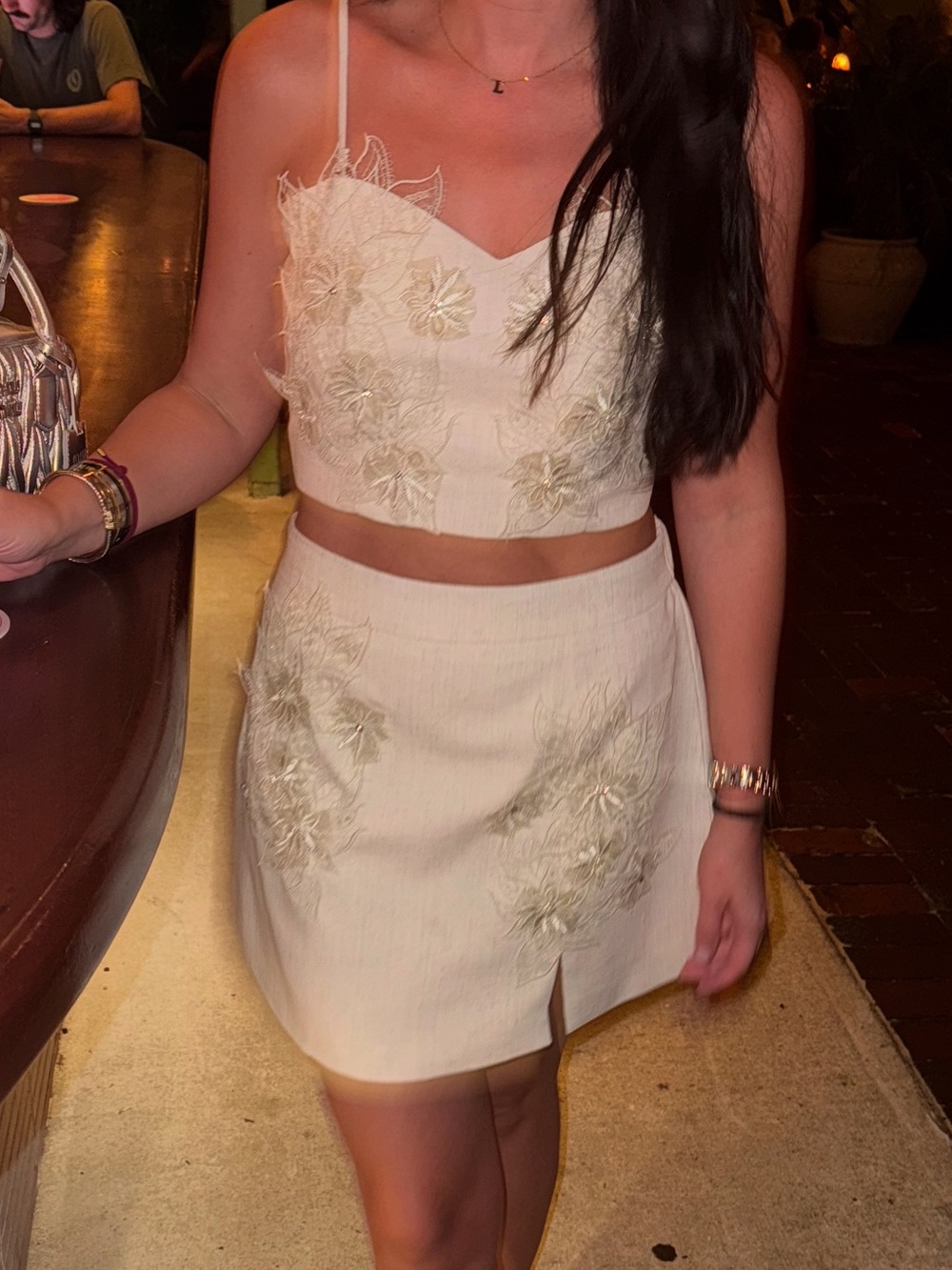 Embroidered Cream two piece set